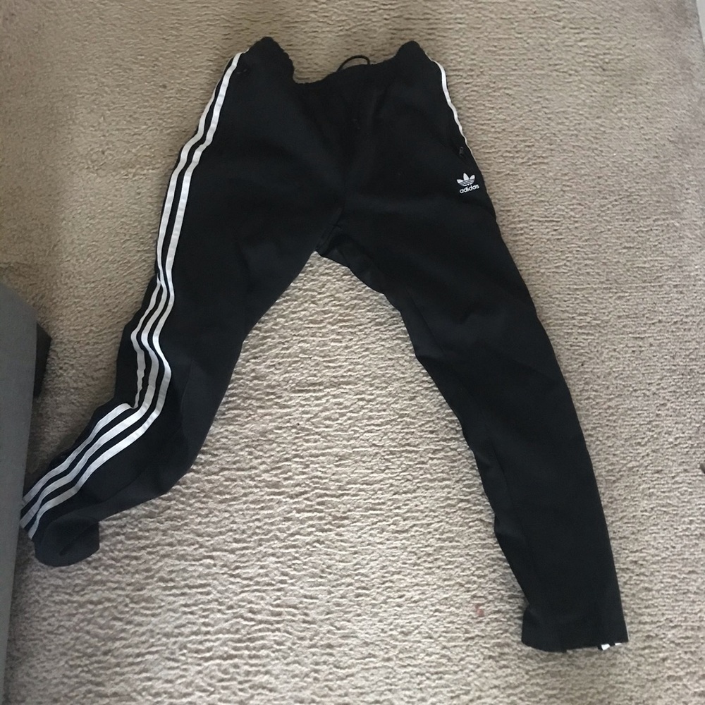 Adidas 3 stripe black track pants